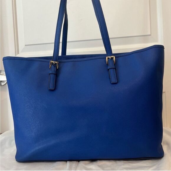 MICHAEL KORS Royal Blue Jet Set Shoulder Bag Voyager East West Laptop Work tote - Picture 4 of 9